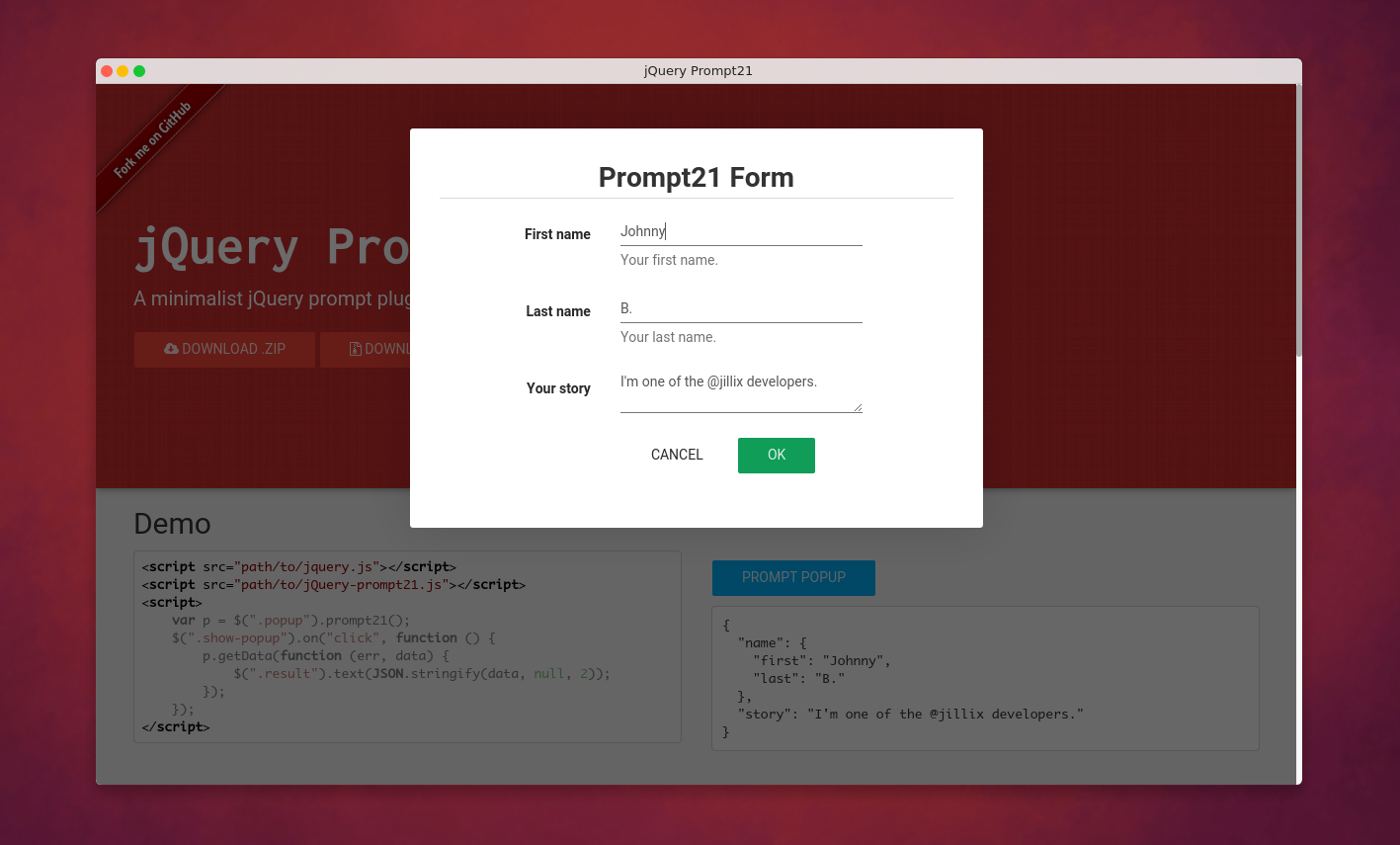 jQuery prompt21